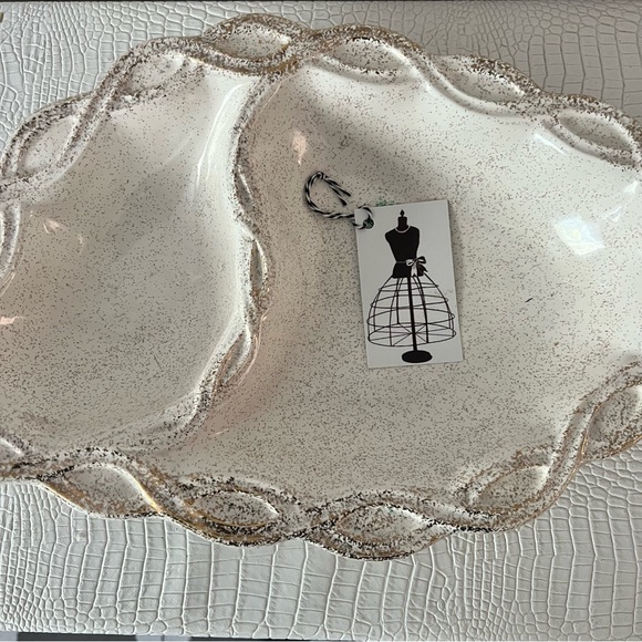 Vintage Cream and Brown Divided Serving Dish